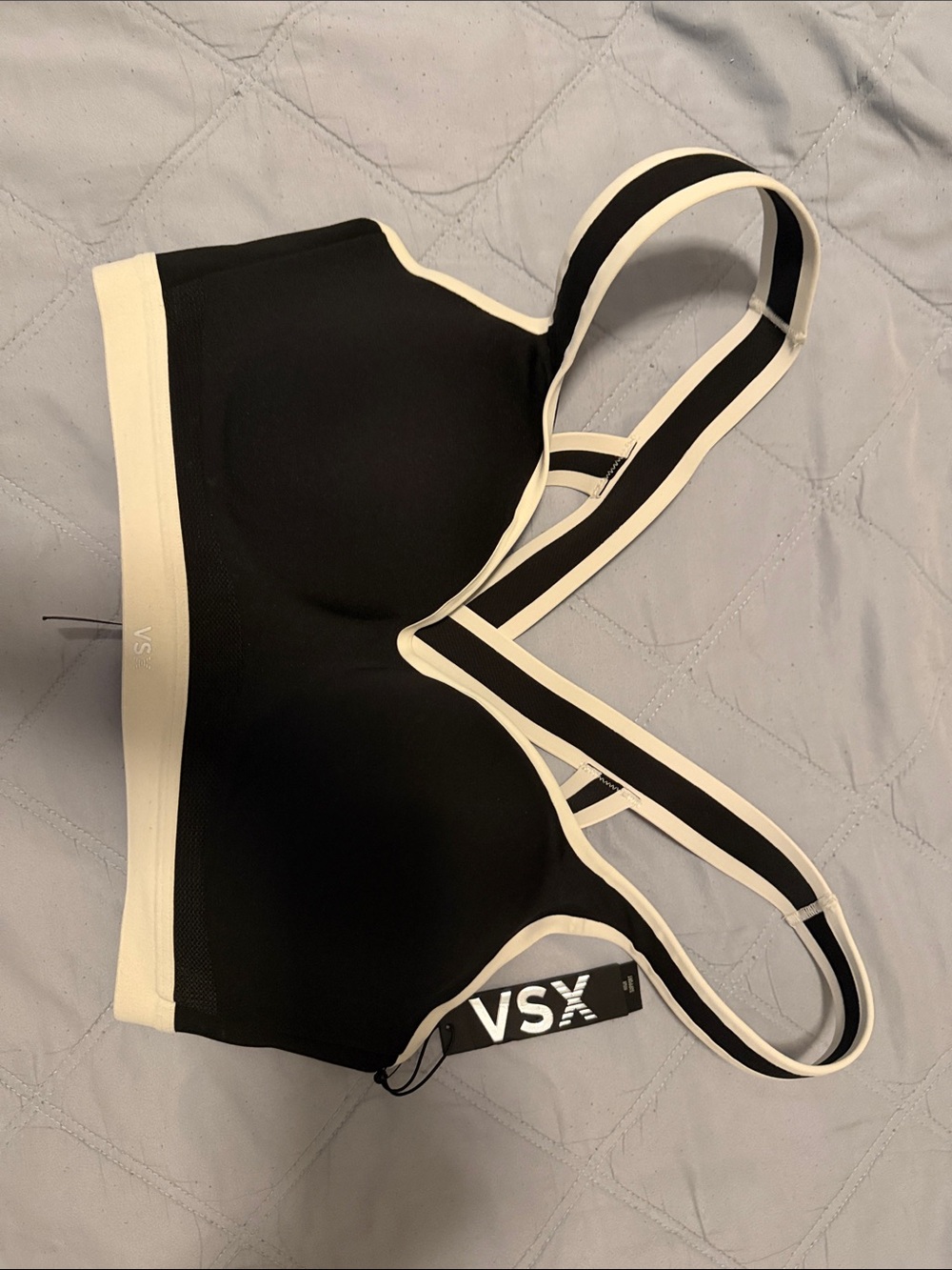 VSX Black with Cream Trim Padded Sports Bra
